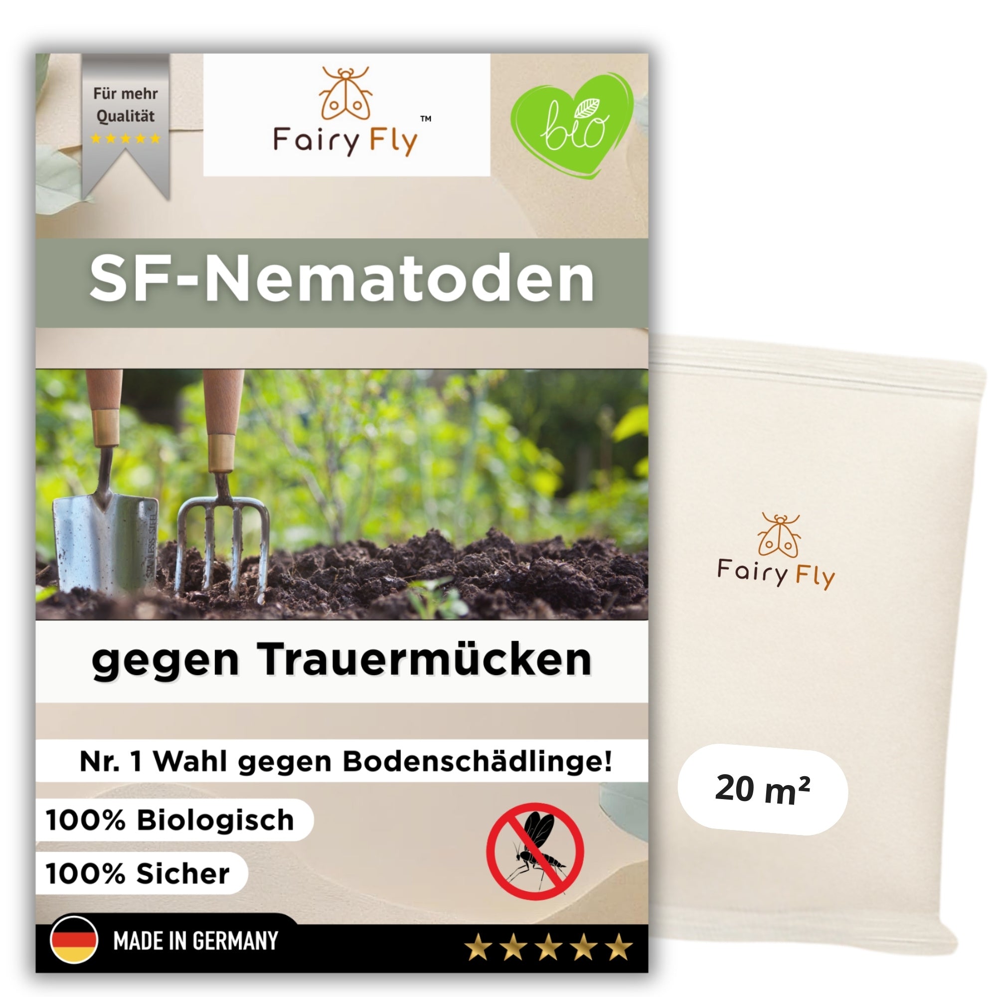 FairyFly SF Nematoden gegen Trauermücken & Larven – Steinernema Feltiae – Biologische Schädlingsbekämpfung für Garten & Haus – Sicher & Chemiefrei