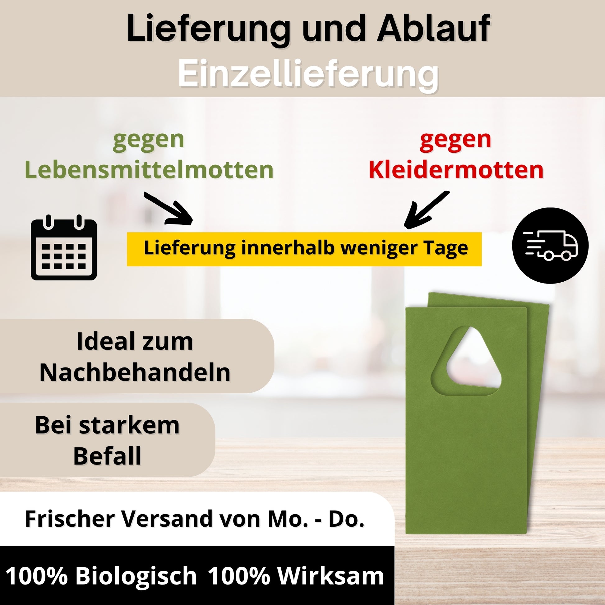 FairyFly Schlupfwespen gegen Lebensmittelmotten – Chemiefreie & biologische Mottenbekämpfung mit Trichogramma | Nützlinge für Küche, Vorrat, Speisekammer & Lager