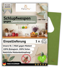 FairyFly Schlupfwespen gegen Lebensmittelmotten – Chemiefreie & biologische Mottenbekämpfung mit Trichogramma | Nützlinge für Küche, Vorrat, Speisekammer & Lager