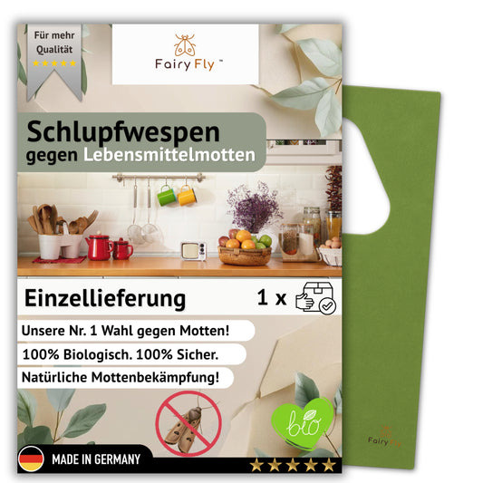 FairyFly Schlupfwespen gegen Lebensmittelmotten – Chemiefreie & biologische Mottenbekämpfung mit Trichogramma | Nützlinge für Küche, Vorrat, Speisekammer & Lager