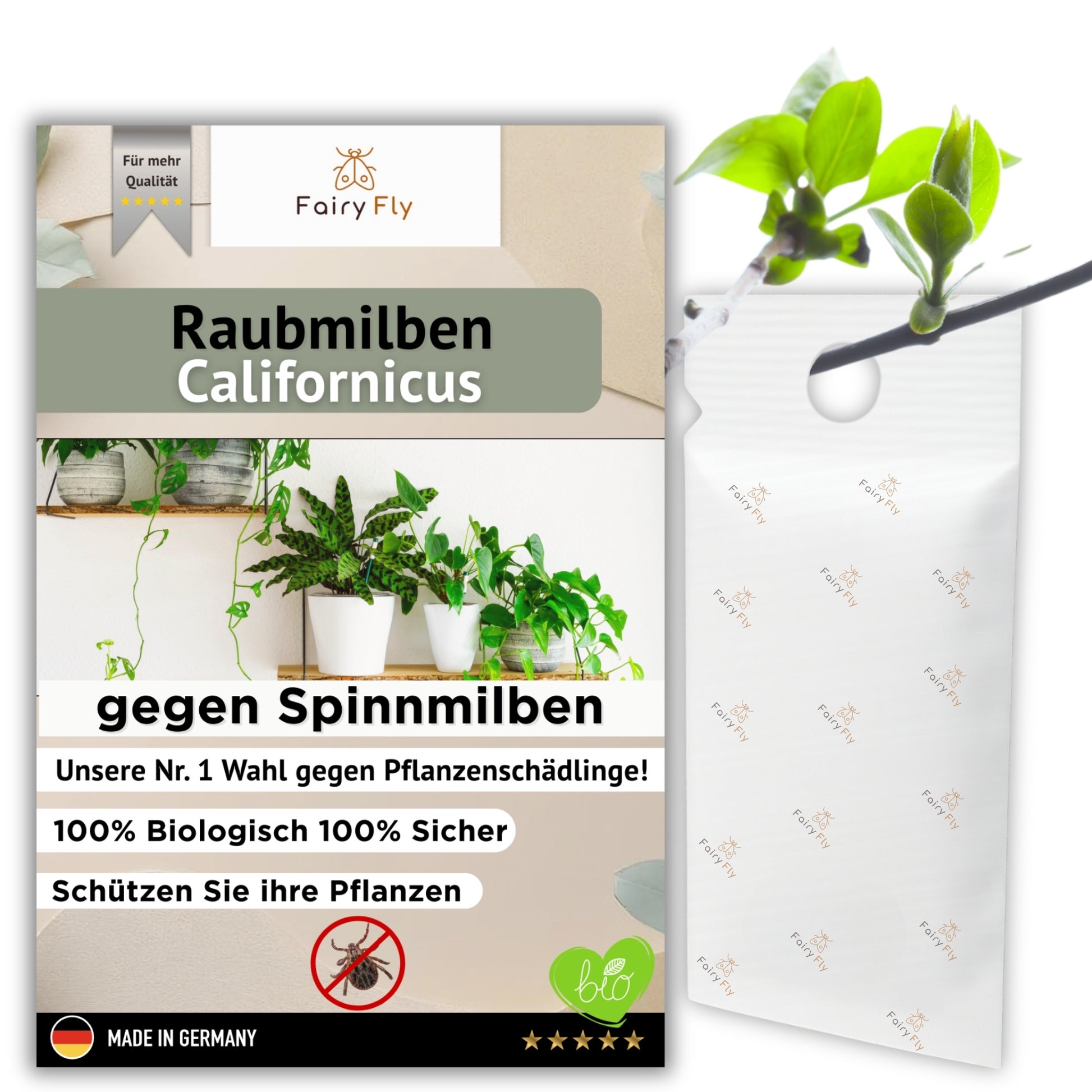 FairyFly Raubmilben Californicus – Natürlich gegen Spinnmilben & Schädlinge – 100 % biologisch & chemiefrei – Für Zimmerpflanzen, Garten & Gewächshaus – Made in Germany