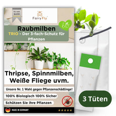 FairyFly Raubmilben TRIO gegen Thripse, Spinnmilben, Weichhautmilben & Weiße Fliegen - Der 3-Fach Schutz für Pflanzen