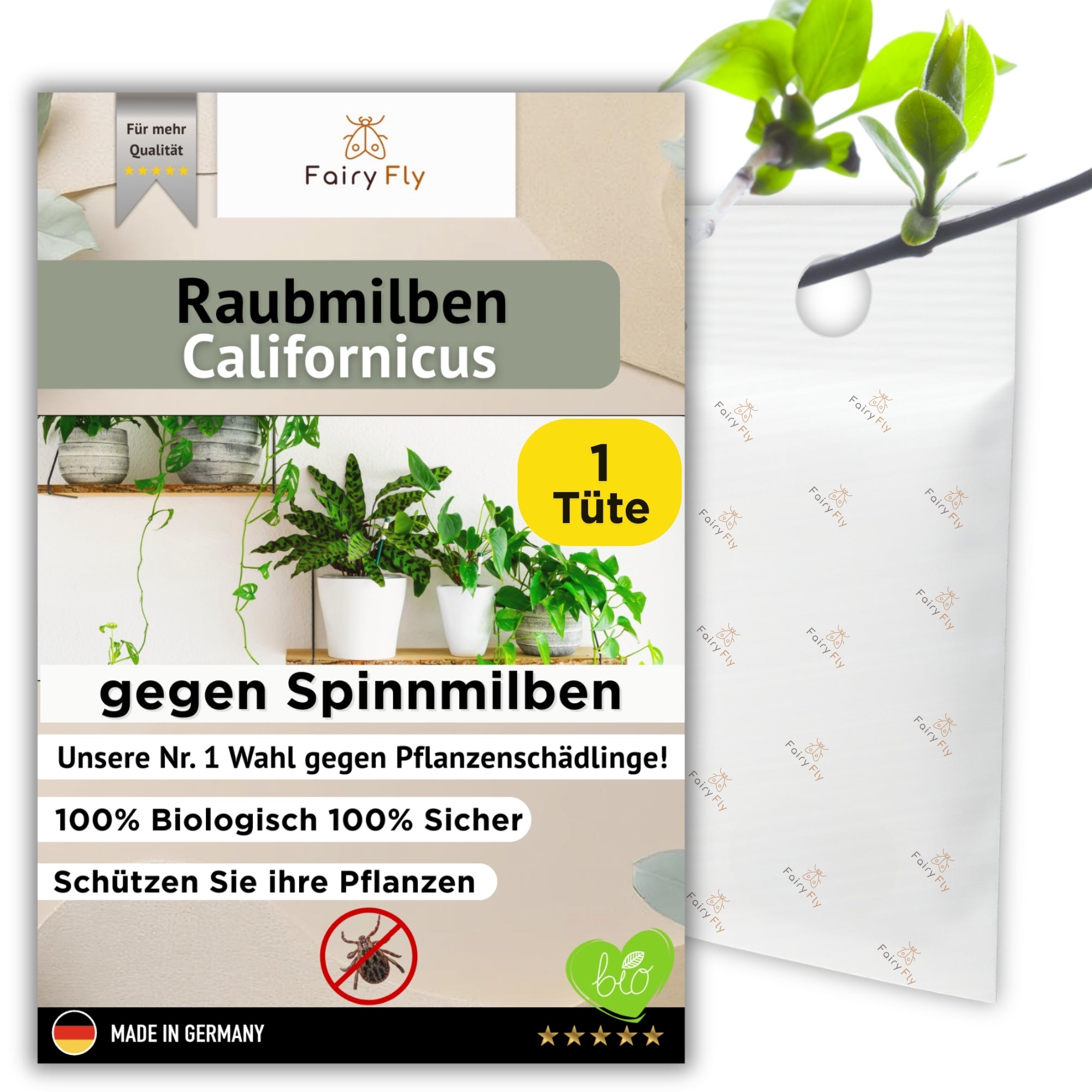 FairyFly Predatory Mites Californicus – Naturally against spider mites &amp; pests – 100% organic &amp; chemical-free – For houseplants, garden &amp; greenhouse – Made in Germany