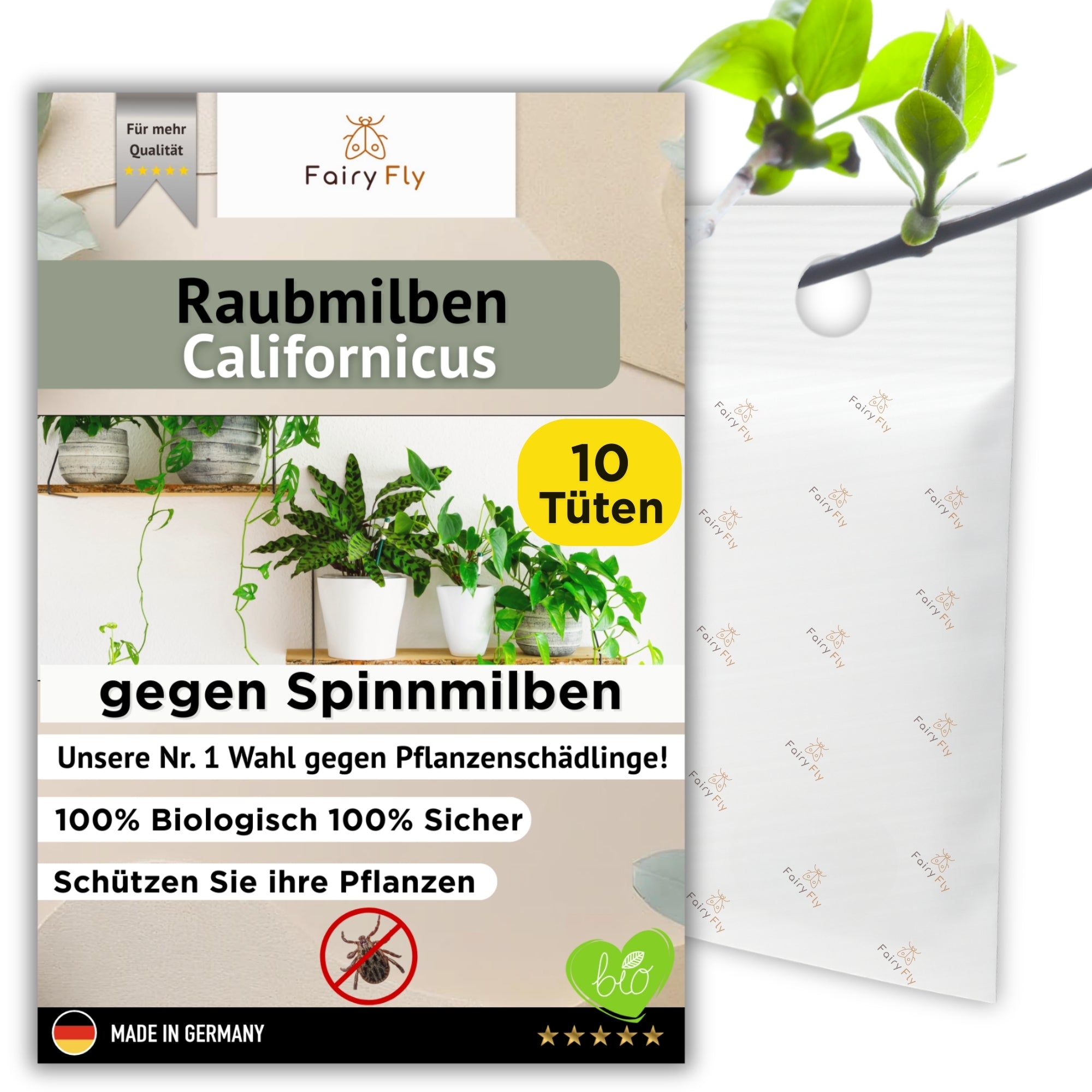 FairyFly Predatory Mites Californicus – Naturally against spider mites &amp; pests – 100% organic &amp; chemical-free – For houseplants, garden &amp; greenhouse – Made in Germany